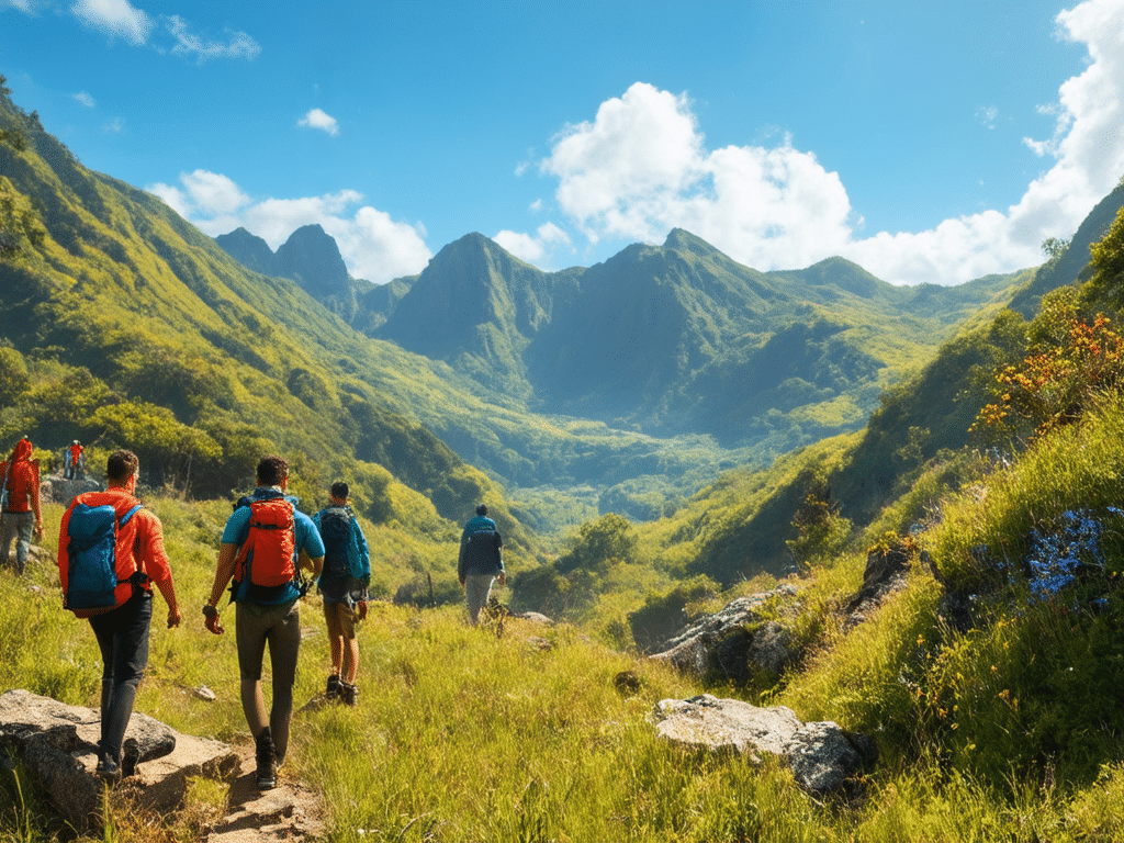 partez à l'aventure au cœur du cirque de mafate, l'un des endroits les plus reculés et enchanteurs de la réunion. découvrez des paysages à couper le souffle, une biodiversité exceptionnelle et une culture authentique, tout en profitant d'une randonnée inoubliable au milieu de la nature préservée.