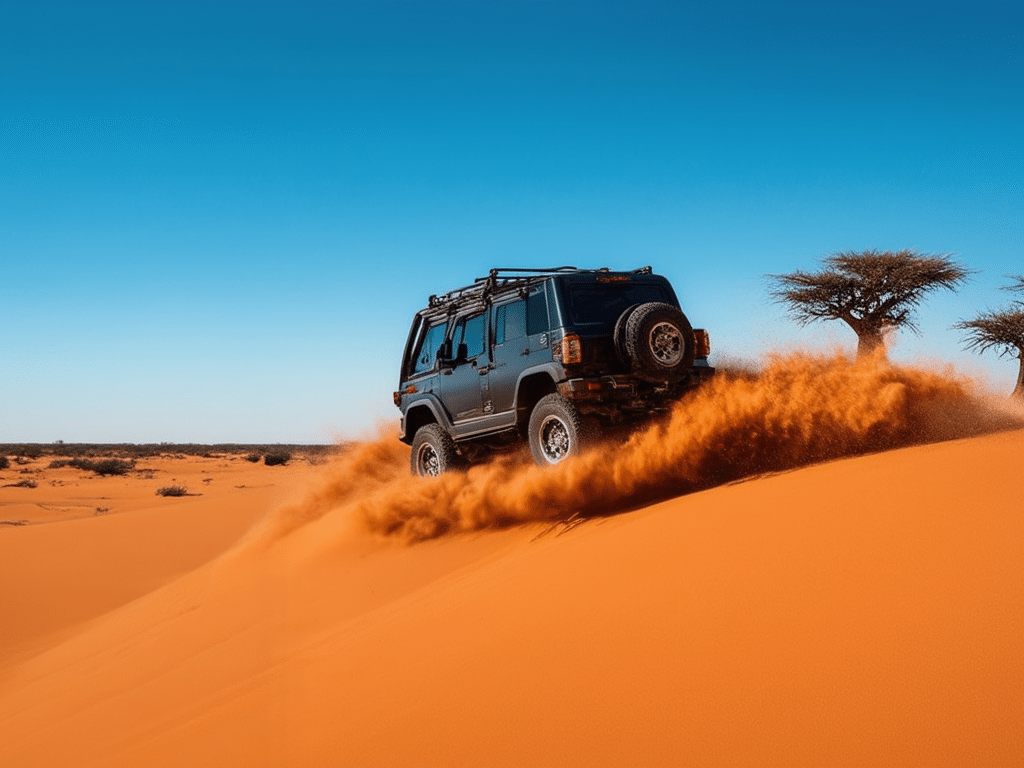 partez pour un road trip aventure inoubliable en 4x4 à travers la namibie, où vous découvrirez les majestueuses dunes de sossusvlei. explorez des paysages époustouflants, vivez des moments de frissons et plongez dans la beauté sauvage de ce pays unique.